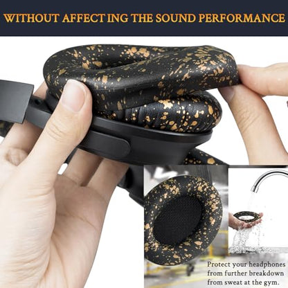 SOULWIT Replacement Kit for Bose QC15/QC2 QuietComfort Headphones, Ear Pads Cushions + Headband + Silicone Earpads Cover Protector - Black Gold - color: Black Gold