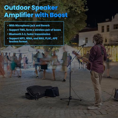 Bluetooth5.3 Mini Amplifier Board 100W Mono Power Amp with TWS Box | Karaoke Audio Amps Module with Boost for Home/Outdoor DIY Speakers, DC 9-24V, MIC and Reverb, Supports BT/USB/AUX Inputs - color: Silver ZK-1001UM