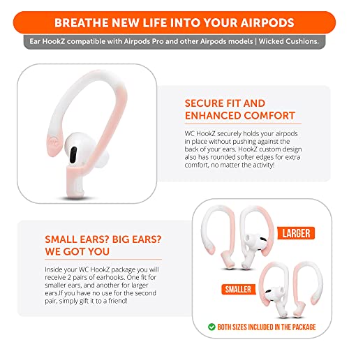 WC HookZ - Patented Upgraded Over Ear Hooks for AirPods Pro 1, 2 & AirPods 1, 2 & 3- Two Size Pairs Included in Package, Unique Left & Right Hook, Made by Wicked Cushions | Pink Marble - color: Pink Marble
