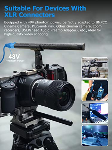 SYNCO Shotgun Microphone D2 Hyper Cardioid XLR Condenser Mic | Rode Shotgun Mic, Directional Condenser Audio Recording Pickup, for DSLR Cameras, Film Interview, ENG/EFP Video Creators