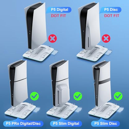 PS5 Cooling Station with Dual Controller Charger and RGB Lights | Cooling dock for PS5 Slim & PS5 Pro,dual controller charger,headset hook,7 RGB modes,not compatible with standard PS5 console
