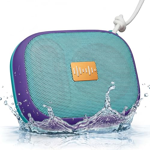 FunHub Waterproof Bluetooth Shower Speaker, Small & Light with Anti-Slip Sides, 3 Play Modes, FM Radio, Bluetooth 5.3 Immersive Stereo Sound (TWS), for Bathroom, Pool, Beach & Outdoor Party – Purple - color: Purple