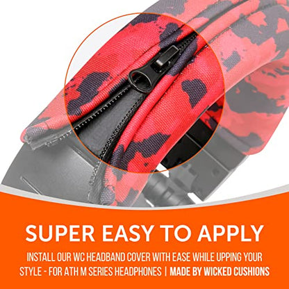 WC BandZ V2 - Headband Cover for Audio Technica ATH M50X & M50XBT | Made by Wicked Cushions | Also fits ATH M50, M40X & More, Machine Washable, No More Flaking Leather | Red Camo - color: Red Camo