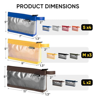 TICONN Tool Pouch, 1680D Oxford Small Tool Bag, Tool Pouches with Zipper, Clear Utility Bag Zipper Pouch for Tool Organizers and Storage (9PK Combo) - size: Clear, 9 Pack Combo