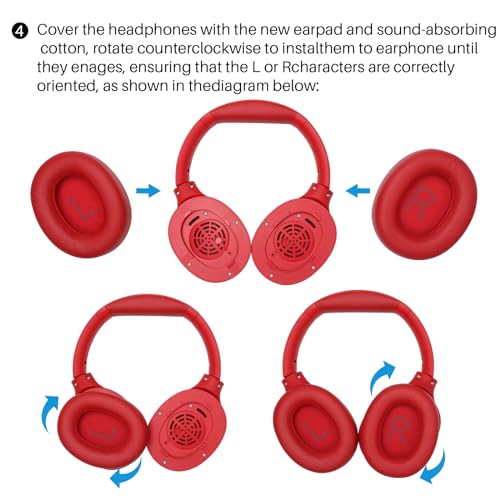 TOZO HT2 Replacement Earpads Cushion, Softer Protein Leather Ear Cover Waterproof for Comfortable Fit with Dustproof Mesh, Sound-Isolation Foam Dark Red - color: Dark Red