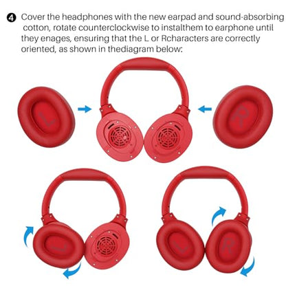 TOZO HT2 Replacement Earpads Cushion, Softer Protein Leather Ear Cover Waterproof for Comfortable Fit with Dustproof Mesh, Sound-Isolation Foam Dark Red - color: Dark Red