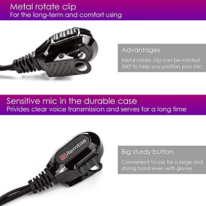 Acoustic Tube Earpiece with Mic for Motorola Walkie Talkies, Surveillance Headset and PTT Compatible with Motorola 2 Way Radios BPR40/CP/CLS/DTR/PR/RDU/RMU Series (Black) - color: Earset-Black
