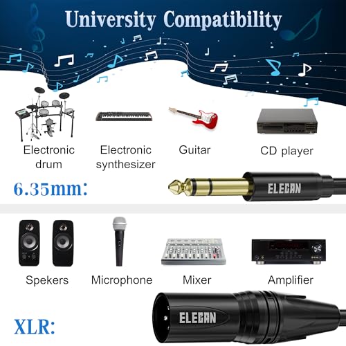 6.35mm (1/4 Inch) TRS Male to XLR Male Cable 8 Ft, Balanced Professional Shielded Stereo Microphone Cable Cord, Gold Plated for Mixer AMP Speaker Amplifier with 6.35 to 3.5mm Adapter+Ties - size: 8FT, style: 6.35mm to XLR Male