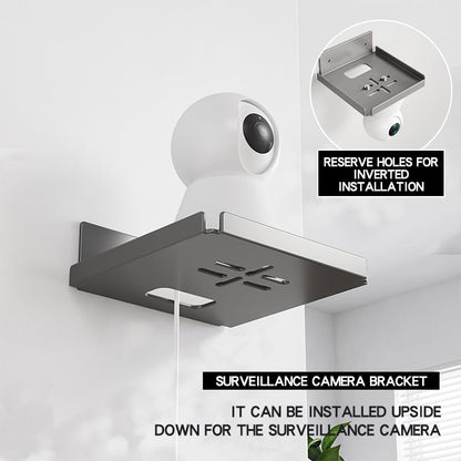 Floating Shelves, Metal Wall Shelf for Wall Storage, for Smart Home, Speakers, Internet Router, Security Camera - for Bedroom, Bathroom, and Living Room (Black)