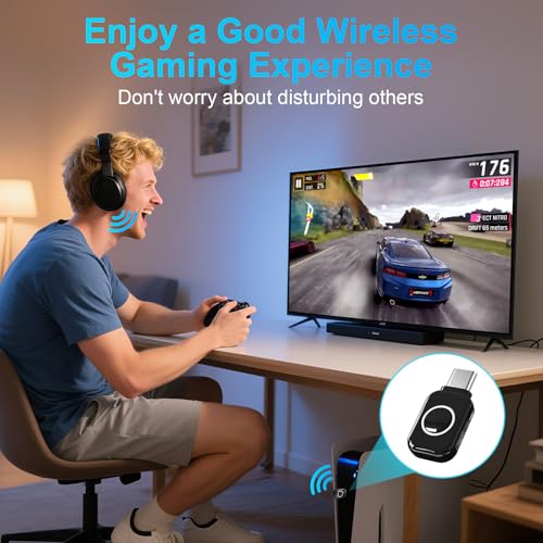 ZIOCOM USB-C Bluetooth Adapter for PS5, Bluetooth 5.3 Dongle with APTX LL
