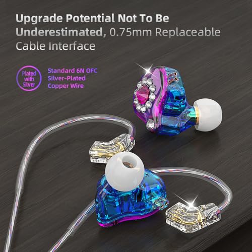 Wired Gaming Earbuds AK6 SPARK Detachable IEM Bass Sound Headphones Purple - color: Purple