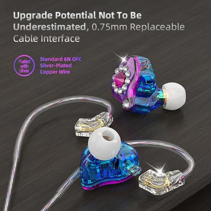 Wired Gaming Earbuds AK6 SPARK Detachable IEM Bass Sound Headphones Purple - color: Purple
