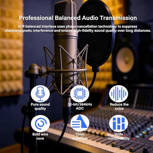 10Ft XLR to USB Microphone Cable 3-Pin XLR Female to USB A Braided Audio Cable for Mic, Recording Devic Connection(3M)