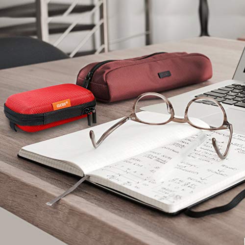 Red Rectangle Small EVA Case, Lightweight Hard Shell Zipper Pouch | Universal Protection Bag for Earbud, Headset, Charger, Airpods, iPod, USB Cable, MP3, Key, Change - color: Red