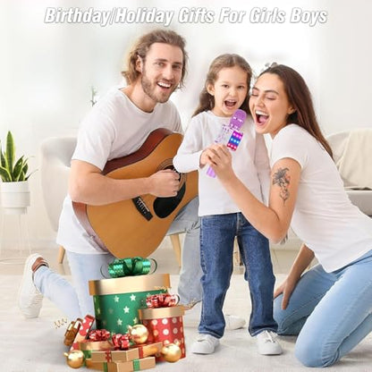 BONAOK Karaoke Microphone for Kids & Adults - Bluetooth Microphones Singing Mic with Disco Lights, Echo Effect, Built-in Speaker Portable Karaoke Player for Party Travel Gifts Q78(Light Purple) - color: Light Purple