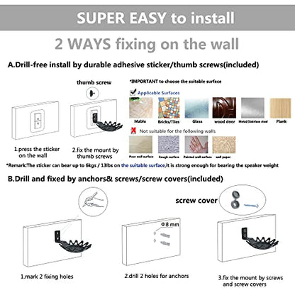 Wall Mounts Brackets-Pair Set for Homepod Mini (Drill Free,Sturdy Metal,Enduring Paint Finish,Easy Install on The Wall,Compatible with Homepod Mini,White Pair Set Include 2 PCS) - color: White, size: Pair Set