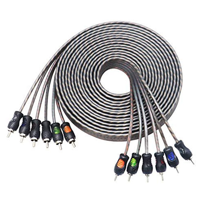 RECOIL RCI617 17ft 6-Channel RCA Audio Cable Twisted Pair Noise Reduction | 100% Oxygen Free Copper - style: 17ft 6-Channel RCA