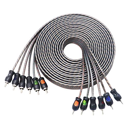RECOIL RCI617 17ft 6-Channel RCA Audio Cable Twisted Pair Noise Reduction | 100% Oxygen Free Copper - style: 17ft 6-Channel RCA