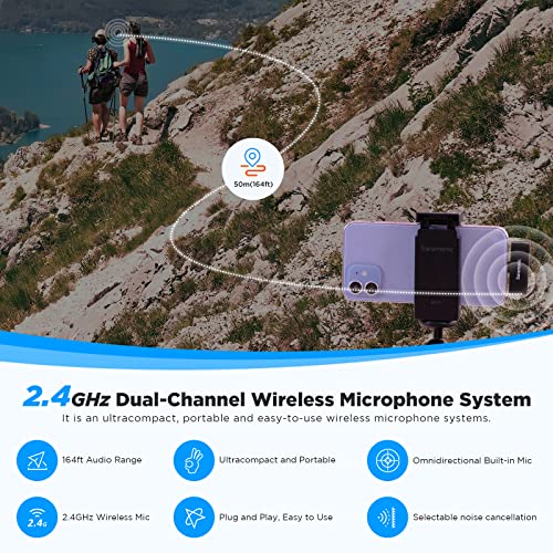 Saramonic Wireless Lavalier Microphone for iPhone iPad 2.4Ghz Clip On Lapel Condenser Mic Plug and Play Mini for Interview Streaming Recording Video Podcast Vlog YouTube SR-Blink Go-D2 (TX+TX+RX) - size: Blink go D2
