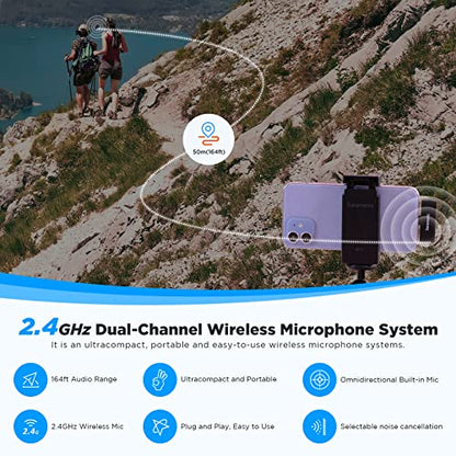 Saramonic Wireless Lavalier Microphone for iPhone iPad 2.4Ghz Clip On Lapel Condenser Mic Plug and Play Mini for Interview Streaming Recording Video Podcast Vlog YouTube SR-Blink Go-D2 (TX+TX+RX) - size: Blink go D2