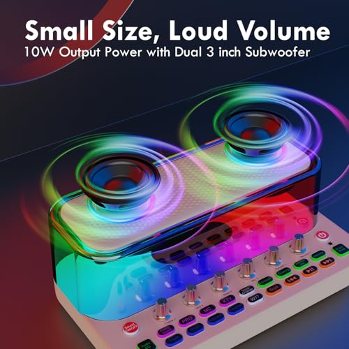 Portable Karaoke Machine with 2 Wireless Microphones, Bluetooth PA System Speaker with EQ Control, Vocal Removal, Noise Reduction, Reverb & Sound Effects, for Singing/Live Streaming/Gaming/Home Party - color: White