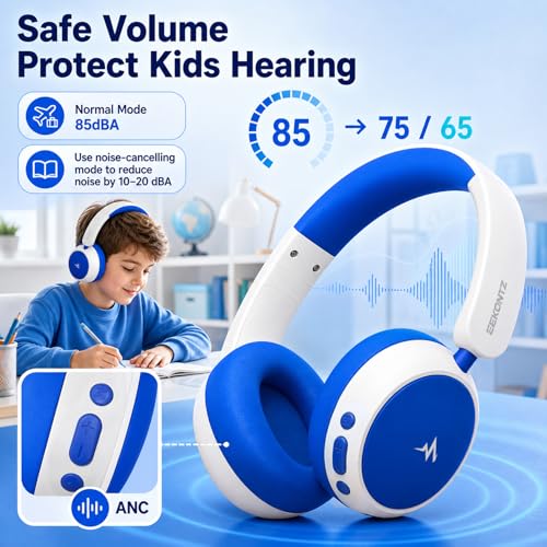 Kids Wireless Headphones,Over-Ear Headset for Boys - color: Blue
