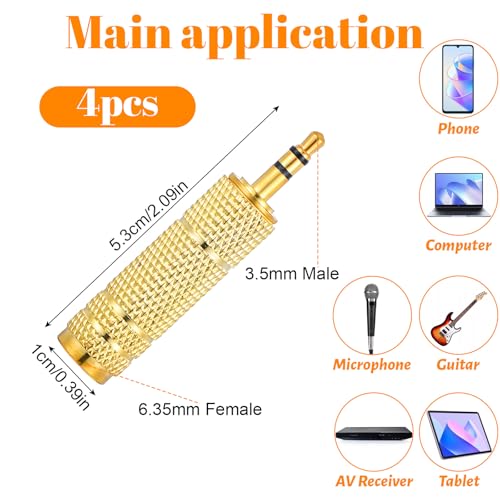 1/4 to 1/8 Audio Adapter, 3.5mm (1/8 inch) Male to 6.35mm (1/4 inch) Female | 8 Pcs, and 6.35mm (1/4) to 3.5mm (1/8), Stereo Audio Jack Converters, for Studio, Guitar, Microphone, Speaker, Hi-Fi Systems