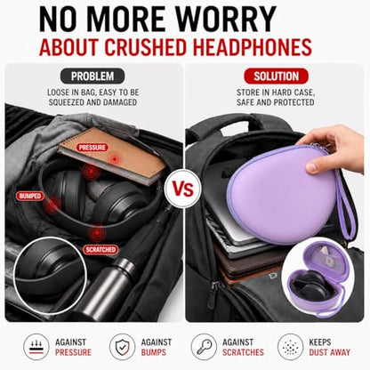 COMECASE Case for Beats Solo 4/Studio Pro Headphones with Mesh Pocket | Water-Resistant Hard Shell, Wrist Strap for Easy Carrying, Travel Storage, Fits Solo 2/3, Solo Pro and Studio3, Purple - color: Purple