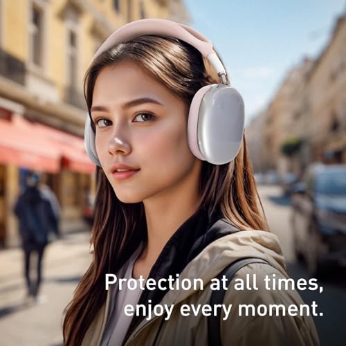 3-in-1 Case for AirPods Max, Clear TPU Ear Cup Protectors & Silicone Headband Cover, Anti-Scratch Accessories Set Compatible with AirPods Max 2/1 (2026/2024/2020),Pink - color: B4-Pink