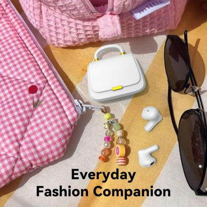 ANCwear Wireless Earbuds with Mini Handbag Case, 22H Playtime, Pearl White | Bluetooth 5.3, 13mm drivers, touch controls and DIY stickers for music, calls, travel, everyday wear and gifting - color: Bright White