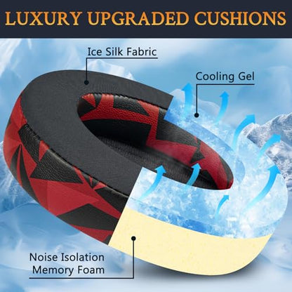 SOULWIT Cooling Gel Earpads Replacement for Turtle Beach Stealth Pro Wireless Gaming Headset, Ear Pads Cushions with Ice Silk Fabric, High-Density Foam - Red Storm - color: Red Storm