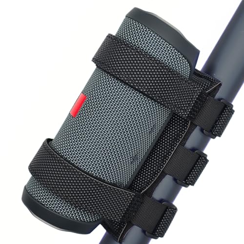 Portable Speaker Mount for Bike - Heavy-Duty Waterproof Hook and Loop Fastener Strap Holder Fitting Railing, Roll Bar & Frame of Bicycle, Golf Cart, Scooter, UTV, ATV, Motorcycle, Stroller - color: Black Grained Basic
