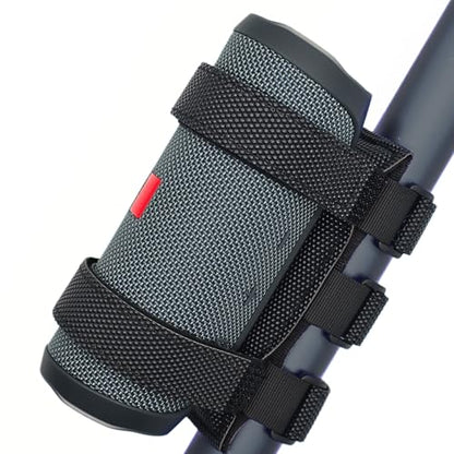 Portable Speaker Mount for Bike - Heavy-Duty Waterproof Hook and Loop Fastener Strap Holder Fitting Railing, Roll Bar & Frame of Bicycle, Golf Cart, Scooter, UTV, ATV, Motorcycle, Stroller - color: Black Grained Basic