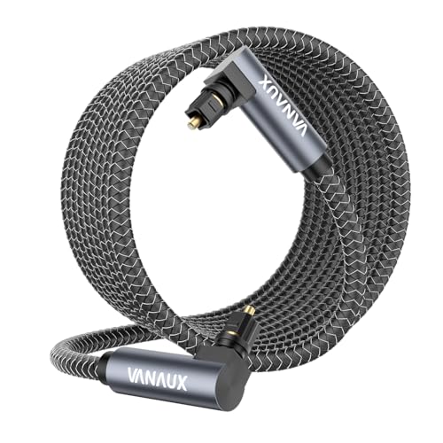 VANAUX 90 Degree Optical Cable, 16.5ft SPDIF Audio Optical Cable, 360 Degree Rotatable L Shaped Right Angle Digital Toslink Male to Male Cable for Sound Bar, TV, Game Consoles (5m/16.5ft) - size: 16.5 ft (5 m), style: Single 90°