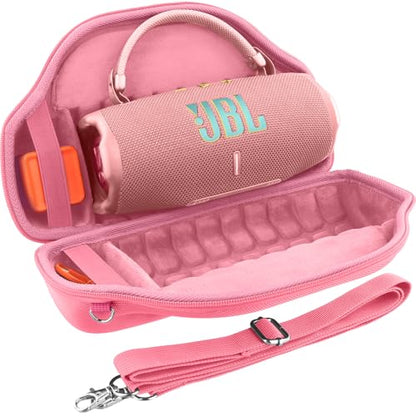 co2CREA Case for JBL Charge 6 Portable Bluetooth Speaker, Pink | High-Density Foam Padding, Reinforced Handle, Detachable Shoulder Strap, Compact Lightweight Design, Dust Protection - color: Pink Case