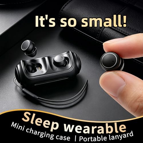 Mini Wireless Earbuds Bluetooth 6.0 in Ear Light-Weight Headphones,with 360-degree Rotating Charging case,ENC Noise Cancelling, Ergonomic Sport Headphone Headset for Gym/Running/Work(Black) - color: Black