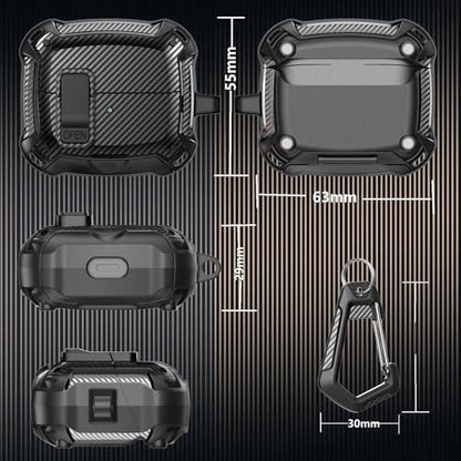Compatible with Samsung Galaxy Buds 3 Pro Case/Bud3 Cover Lock Clip with Phone Stand for Men, Military Shell Galaxy Buds Pro 3/ Bud 3 Protective Armor Skin with with Cleaner Kit & Carabiner - color: ABlack