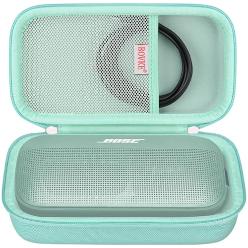 BOVKE Hard Travel Speaker Case for Bose New SoundLink Flex Speaker (2nd Gen) / Bose SoundLink Flex Bluetooth Portable Speaker, Mesh Pocket for Bose Speaker Charger, Charging Cables, Alpine Sage - color: Alpine Sage