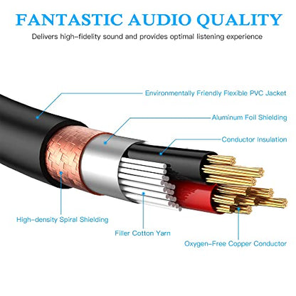 Smithok 1 Male to 2 Female XLR Y Splitter Micrphone Cable, 3 Pin XLR 2 Female to 1 Male, Combiner Y Cord Balanced Mic Audio Cables for Stero Mic to L&R Audio Track(11.8 inches/0.3m)