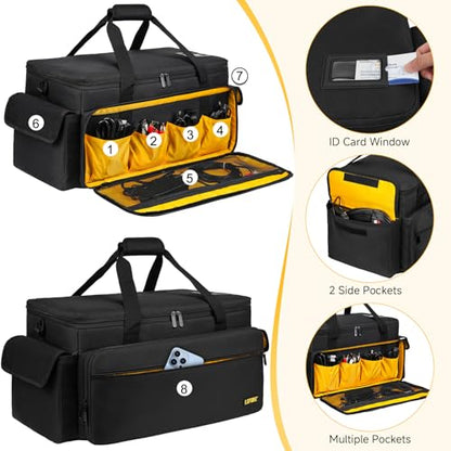 Large DJ Equipment Bag with 6 Detachable Dividers,DJ Cable File Bag with Laptop and Microphone Slots,Travel Dj Gig Organizer Bags for DJ Gear,Musicians, Professional and Dj Accessories( 21.5"×12"×11") - size: L( 21.5"×12"×11")