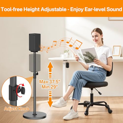 Heavy-Duty Bookshelf Speaker Stands for Vizio Speaker Stands Pair with Vizio Soundbar Mount for Surround Sound - Adjustable Floor Speaker Stands for Vizio Rear Speaker Stands with Cable Management