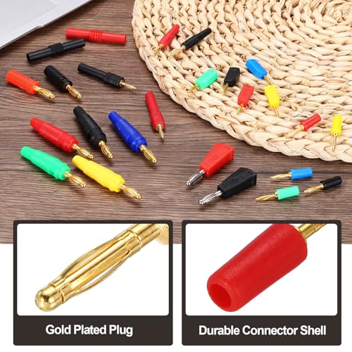 MECCANIXITY 4 Pcs 2mm Banana Plugs, 10A 6mm OD 26.5mm Length Speaker Wire Cable Plugs Connectors, Banana Jack Connector for Speaker Wire Audio Cable, Red - color: Red