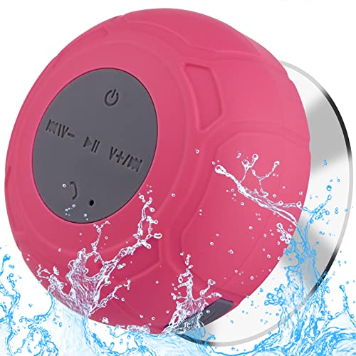 Waterproof Bluetooth Shower Speaker Portable Wireless Water-Resistant Speaker Suction Cup,Built-in Mic Gifts for Kids Speakerphone for iPhone Phone Tablet Bathroom Kitchen - Pink - color: Pink