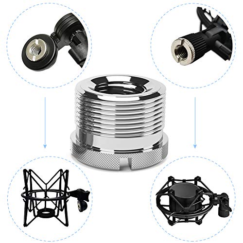 4 Piece 5/8-Inch Male to 3/8-Inch Female Knurled Mic Screw Adapter for Mic Micphone Stand