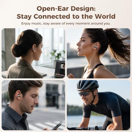 SUPERONE Open Ear Clip-On Earbuds with Air Cushion & Digital LED Display | Earbuds Wireless Bluetooth 6.0, 42H Playtime Clip On Headphones, IPX5 Sweatproof Clip On Earbuds for Running Cycling Workout