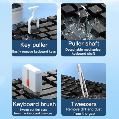 DAPOWER 32-in-1 Keyboard Cleaning Kit for MacBook Laptop Computer, Earbud Cleaner Kit for Airpod Earphones, Multi-Function PC Electronic Cleaner Kit for iPhone Cell Phone Camera (White) - color: White