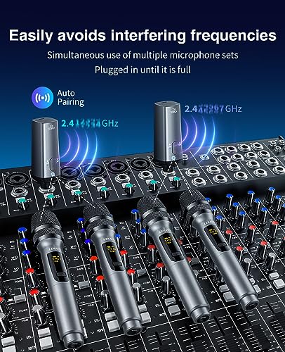 LEKATO Wireless Microphone Rechargeable Wireless Microphones with Receiver Dual Handheld Microphone System Dynamic MIC for Singing, Speech, Wedding, Church,Speaker, PA System(K380S) | Rechargeable dynamic microphones for singing, speech, weddings, churche