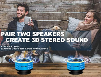 Bluetooth Speakers, DuoTen IPX7 Waterproof Wireless Portable Bluetooth Speakers w/LED Display, FM Radio, Suction Cup, Light Show, Loud Stereo Sound and Bass for Shower, Pool, Party, Travel, Outdoors