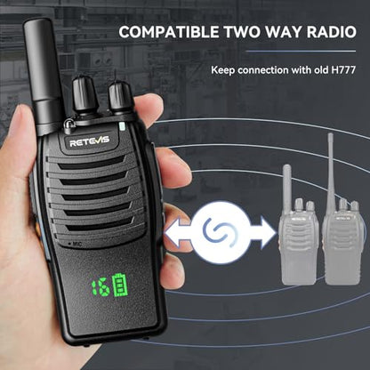Retevis H-777H Portable 2 Way Radio Shatterproof Hidden Display, 10 Pack | Compact FRS Walkie Talkies for School, Events, USB-C Rechargeable, Emergency Alarm, LED Flashlight, VOX, 260 CTCSS/DCS - style: With Hidden Screen