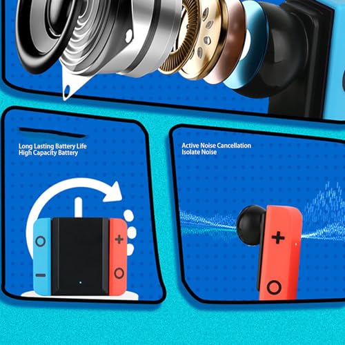 AMONIDA Wireless Earbuds for Games, Bluetooth 5.4 Earphones with Charging Case, Active Noise Cancelling Earbuds, Low Latency Stable Connection Balanced Sound